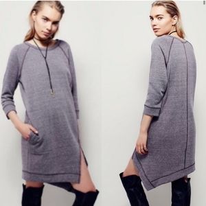 Free People Beach Sweatshirt Dress Pockets Asymmetrical Hem with Vent Large